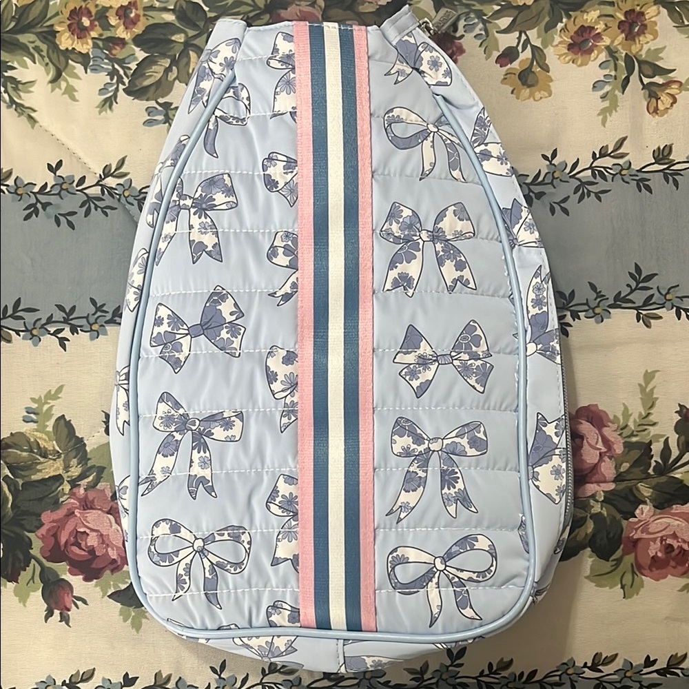 Blue Bow Patterned Women's Pickleball Racket Case NWOT